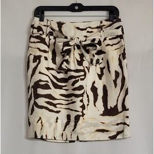 Banana Republic 100% Linen Belted Animal Print Lined Pencil Skirt Womens Size: 4